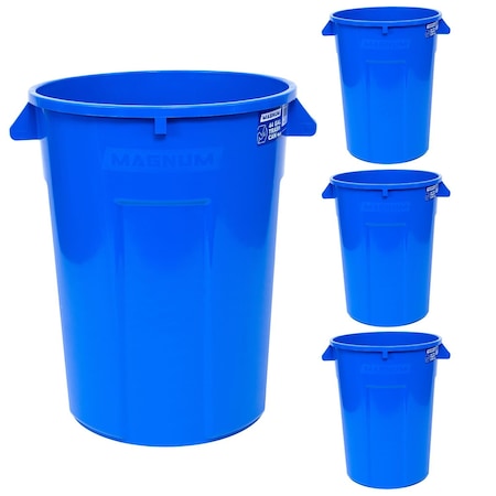 Magnum Tool 44 Gallon Trash Can, High-Vis Blue, Construction Grade, Heavy Duty Plastic, 4PK CMTC-C000-44B04