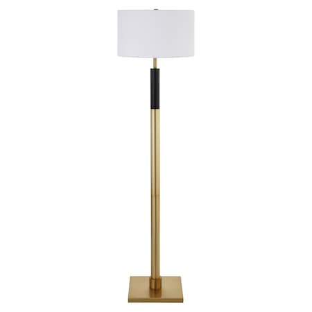 Homeroots 62" Black Traditional Shaped Floor Lamp With White Frosted Glass Drum Shade 523501