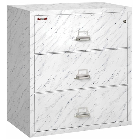 Fireking 3 Drawer, 1 Hr Fire & impact rated, 38" wide lateral Calcutta Marble 3-3822-CMA