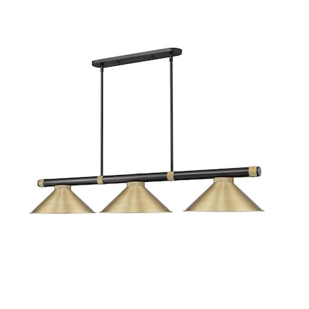 Z-Lite Vanguard Matte Black + Rubbed Brass 3 Light Billiard 3050-3MB-RB-HBR15