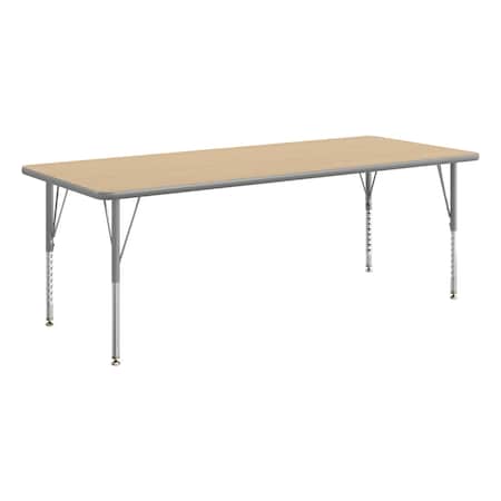 Flash Furniture Wren 72 in x 30 in Adjustable Height Activity Table, Thermal Laminate Top, Short Legs, Light Natural XU-A3072-REC-LTNAT-T-P-GG