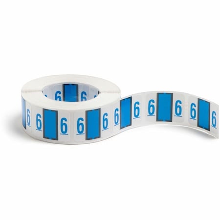 Smead NUMERICAL END TAB FILE FOLDER LABELS, 6, 1 X 1.25, WHITE, 500/ROLL 67376