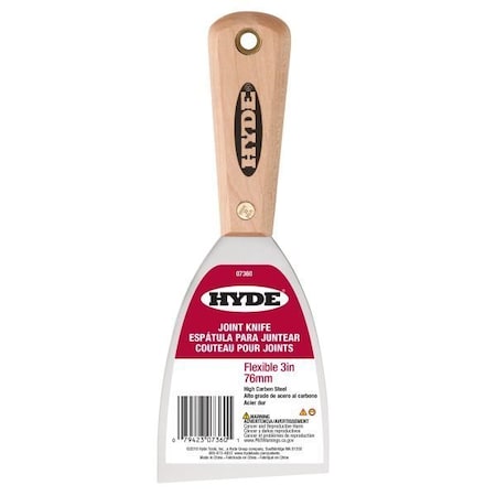 Hyde Angled Flexible Joint Knife Hardwood Handle - 3" Wide. Used to spread compounds. 7360