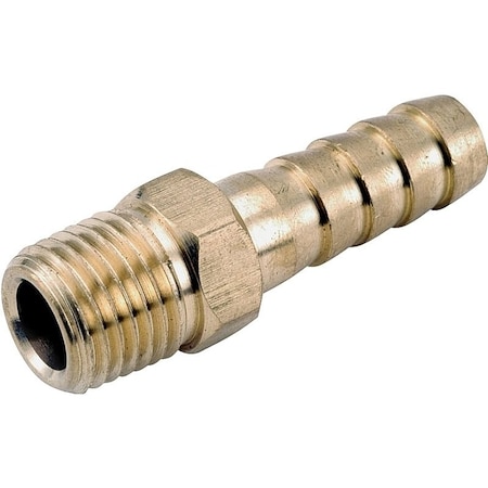 Anderson Metals 129 Series Hose Adapter, 1/4 in, Barb, 1/4 in, MPT, Brass 757001-0404