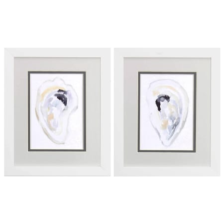 Homeroots Set Of Two Oyster Shell White Framed Print Wall Art, 2PK 521532
