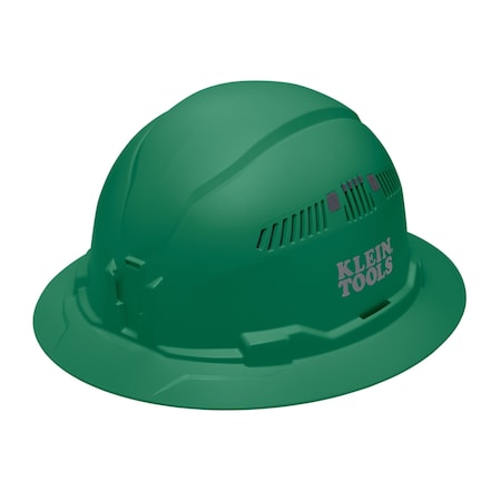 Klein Tools Hard Hat, Vented, Full Brim Style, Green 60941