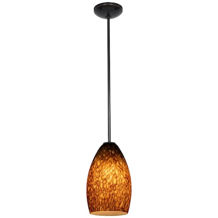 Access Lighting Champagne, Pendant, Oil Rubbed Bronze Finish, Brown Stone Glass 28012-1R-ORB/BRST