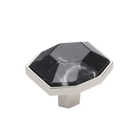Amerock Carrione 1-5/8 inch 41mm Length Marble Black/Polished Nickel Cabinet Knob BP36638MBKPN
