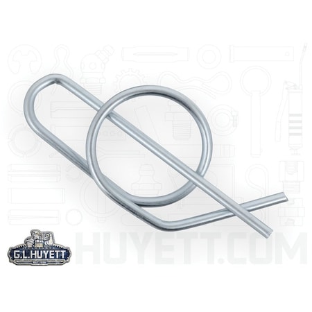 Huyett Ring Cotter Pin, Standard Duty, Zinc Plated Carbon Steel, 0.105 in Dia x 2.756 in Effective Length RC-1000