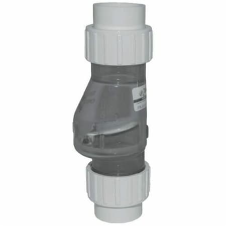 Eat-In PVC Quiet Check Solvent Weld Check Valve with 1.5 in. Clear Body Union EA2985672