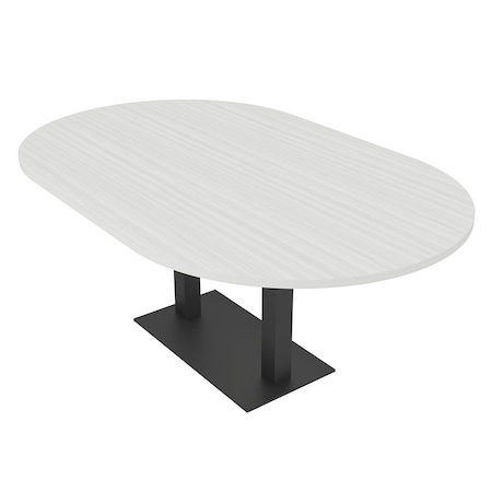 Skutchi Designs Racetrack Conference Table With Power Unit, 48 in W, 72 in L, White HAR-RAC-48X72-DOU.BK-WA7976-NA