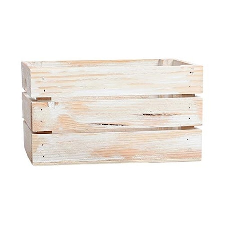 Homeroots 9" Organic Whitewash and Natural Distressed Wood Stacking Milk Crate 471956
