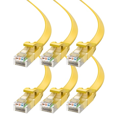 Maximm Cat6 Flat Ethernet Cable 30ft, 6PK, Yellow, 6PK CAT6F-30FTYELLOW6PK