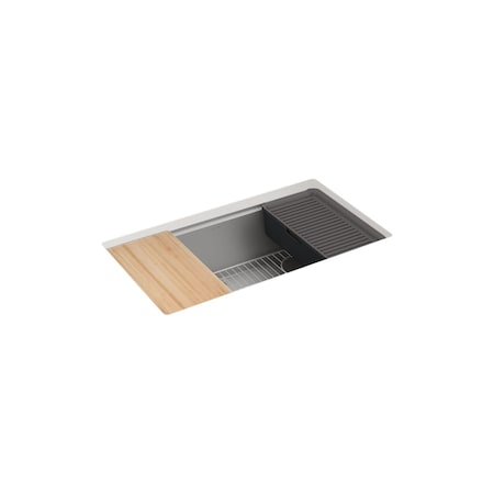 Kohler Billings 32-1/2 undermount single-bowl workstation kitchen sink Matte Grey 33710-PC-CM4