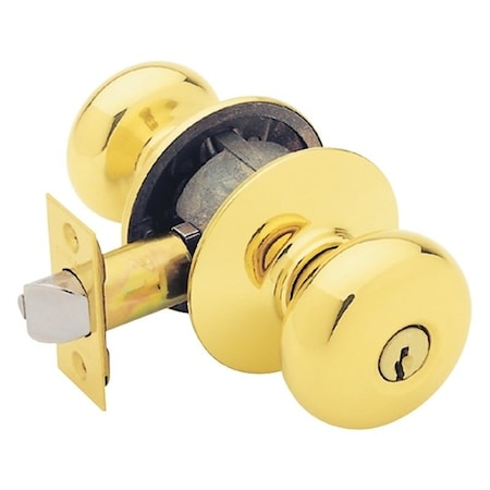 Schlage Plymouth Series Keyed Entry Knob, BrassZinc, Brass F51A VPLY505K4