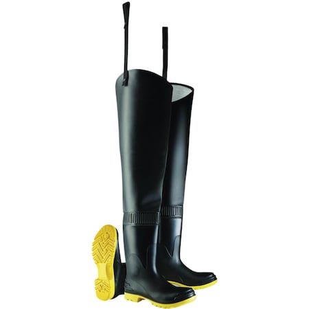 Dunlop All-Day Comfort, Slip-Resistant, Thigh Waders, Steel Toe/Midsole, Black 86856-14