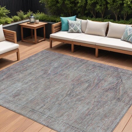 Homeroots 9' X 12' Pewter And Gray Aztec Washable Indoor Outdoor Area Rug 615558