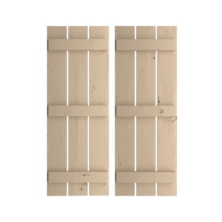 Ekena Millwork Rustic Three Board Spaced Board-n-Batten Knotty Pine Faux Wood Shutters, 17 1/2W x 68H, PR SHUBSS17X68KPPR