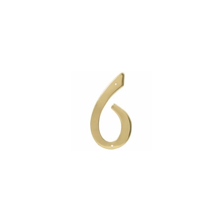 Hillman House Address Number 6, Nail-On, Brass, 4 In. 847048