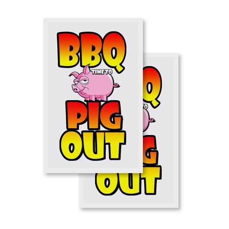 Signmission Bbq Time To Pig Out, Vinyl Decals Only 24 Inch x 36 Inch, Vinyl Decal, 2PK DSB-2436-2PACK-Bbq Time To Pig Out