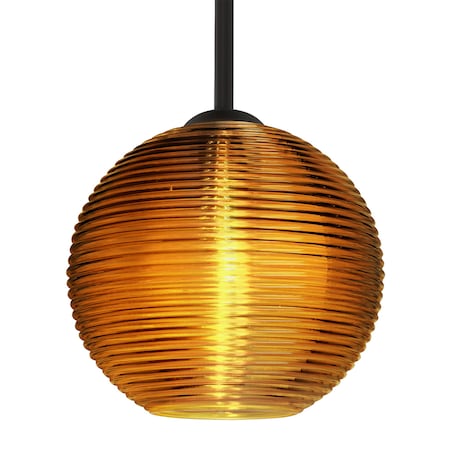 Besa Lighting Besa Kristall 8 Pendant, Amber, Black Finish, 1x 9W LED 1TT-461682-LED-BK