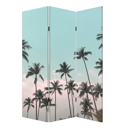 Homeroots 72" Light Green Folding Three Panel Screen Room Divider 415080