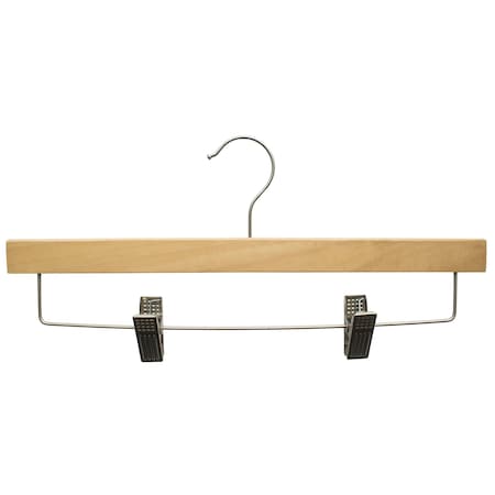 Nahanco 14in Natural Wooden SlimLine Pant/Skirt Hanger w/ Padded Clips, 50PK SL70014RC50