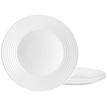 Gibson Ultra Patio 4 Piece Tempered Opal Glass Dinner Plate Set in White 135274.04