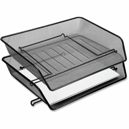 Lorell Side-Loading Mesh Letter Trays, Black, 2/Pack 84154