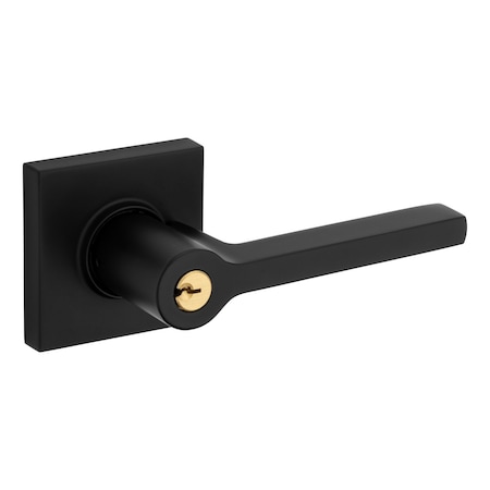 Baldwin Baldwin 5285 Right Hand Square Lever with Square Rose Emergency Egress Keyed Entry Satin Black 5285190RENT