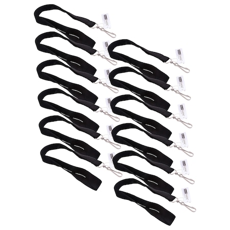 Sicurix Recycled PET Lanyard, Flat Style, J Hook, Black, 12PK 69514