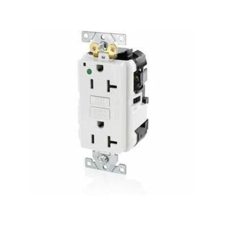 Leviton ModularRcptcl, 20A, 125VAC, Wht, Polycarb MGFN2-HGW