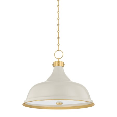 Hudson Valley Lighting Painted No. 1 Pendant in Aged Brass/Off-White by Mark D. Sikes MDS300L-AGB/OW