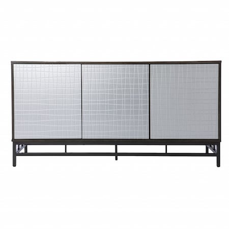 Homeroots Contemporary Grid Lines Three Door Accent Cabinet 401694