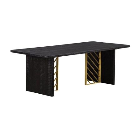 Homeroots 24" Black And Brass Solid Wood Coffee Table 520649