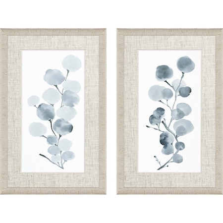 Set Of Two Gray Botanical White Framed Print Wall Art, 2PK