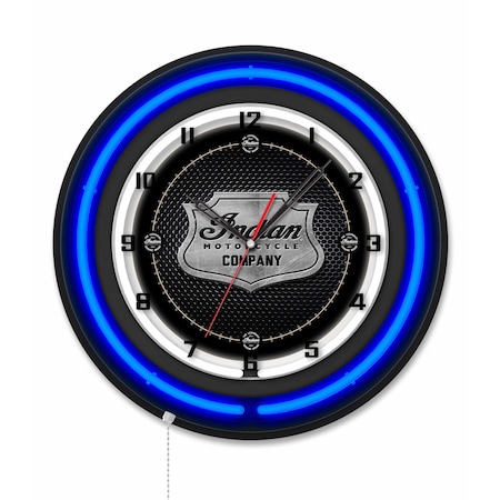 Holland Bar Stool Indian Motorcycle Metal Shield 16 Double Neon Wall Clock Clk19BK