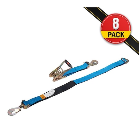 Mytee Products 2 inx8 ft Ratchet Axle Strap, Floating D-Ring, Swivel Snap Hook, Cordura Sleeve, 8PK ARS28-SHx8