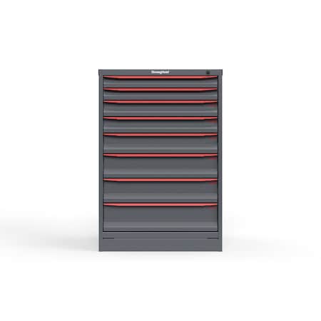 Strong Hold 8 drawer cabinet - (2x 2ft, 2x 3ft, 1x 4ft, 2x 5ft, 1x 6ft) - Red accents - Keyed Different S3044-PPDAS-0802DS