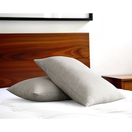 Homeroots Set of Two Light Gray Linen Pillowcases 520683