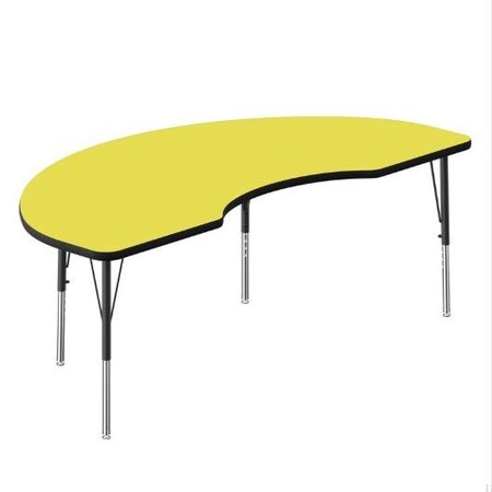Correll Kidney HPL Activity Table, 72 in W, 36 in L, 19 in to 29 in H, Particleboard, Yellow A3672-KID-38