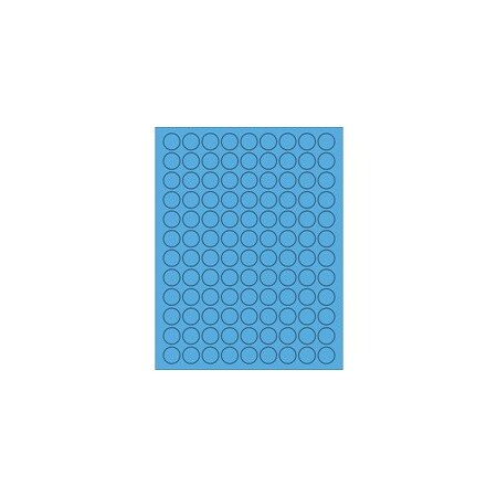 Bubblefast 3/4'' Fluorescent Pastel Blue Circle Laser Labels-108 Labels per Sheet BFLL190BB