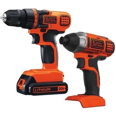 Black & Decker 20V MAX* Lithium Ion Drill/Driver + Impact Combo Kit BD2KITCDDI