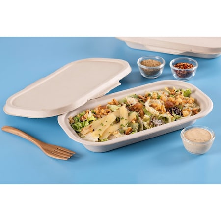 Chuk Bowl 25 oz oval with Snap Lock, Natural Molded Fiber, 500 Count Case, 500PK BW-25-OV
