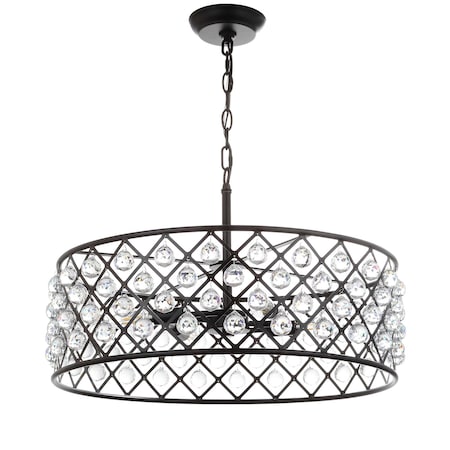 Jonathan Y Gabrielle 23" Crystal/Metal LED Pendant, Oil-Rubbed Bronze JYL9027A