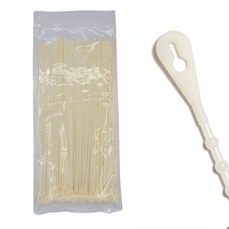 Cable Ties Unlimited Beaded Cable Tie, 11 in L, 75 lb Strength, 3.2 in Max Bundle Dia, Nylon 6/6, Natural, 100PK Bead-11-75-9C