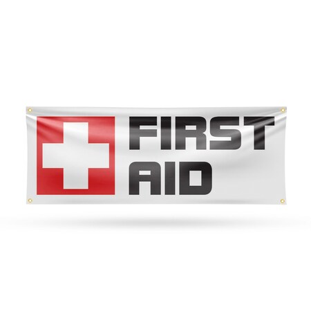 Signmission First Aid, 18 Inch x 48 Inch, Vinyl Banner B-30631