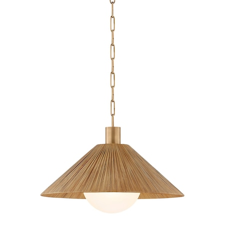 Troy Lighting Woodside 1 Light Pendant, Patina Brass, 22 In x 13.25 In F1422-PBR