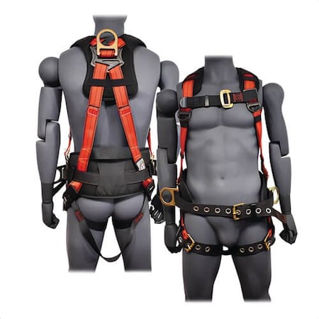 Liberty Line 5-Point Full Body Harness, M/L, Back Pad, Tongue Buckle Waist Belt and Legs, 3 D-Rings FAL28003