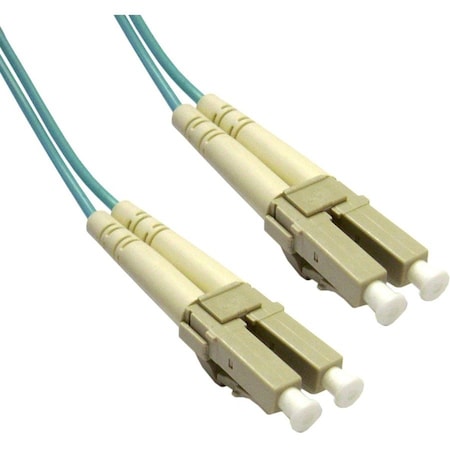 Cable Wholesale Plenum LC OM3 Duplex Fiber Optic Patch Cord, OFNP, Multimode 50/125, Aqua Jacket, Beige LCLC-31015-PL